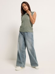 لون طبيعي - PixieGirl Petite Frill Shoulder Tank Top - Image 2 of 5