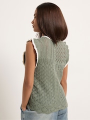 لون طبيعي - PixieGirl Petite Frill Shoulder Tank Top - Image 3 of 5