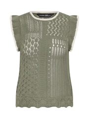 لون طبيعي - PixieGirl Petite Frill Shoulder Tank Top - Image 5 of 5