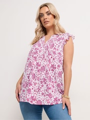 Yours Curve Pink Pintuck Blouse - Image 1 of 5