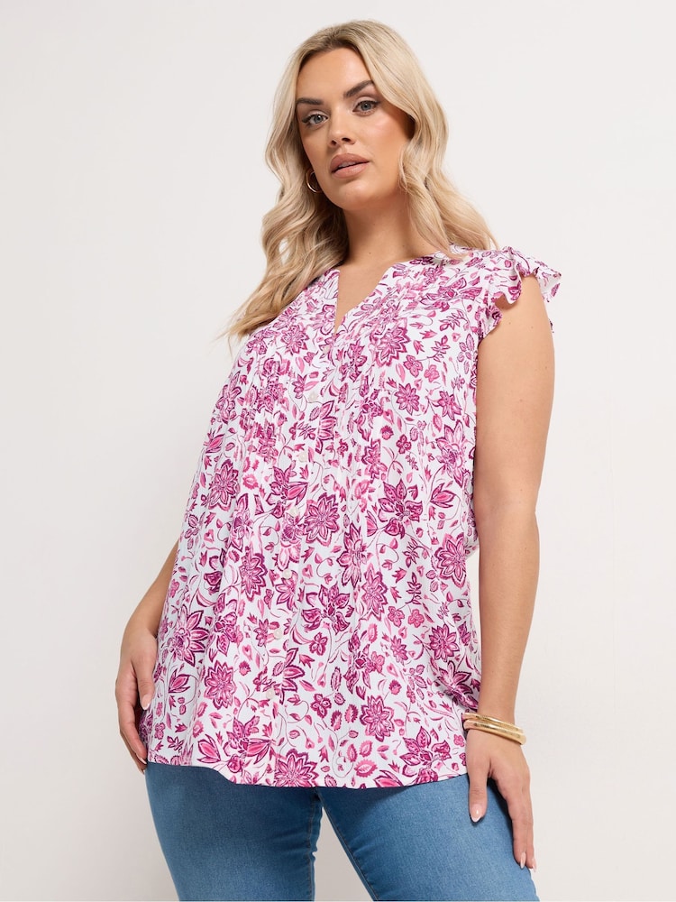 Yours Curve Pink Pintuck Blouse - Image 1 of 5 Yours Curve Pink Pintuck Blouse - Image 1 of 5