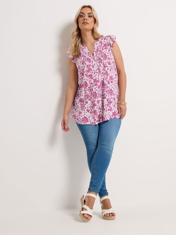 Yours Curve Pink Pintuck Blouse - Image 2 of 5 Yours Curve Pink Pintuck Blouse - Image 2 of 5