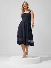 Yours Curve London Mesh Insert Cold Shoulder Skater Dress - Image 2 of 6