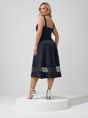 Yours Curve London Mesh Insert Cold Shoulder Skater Dress - Image 3 of 6