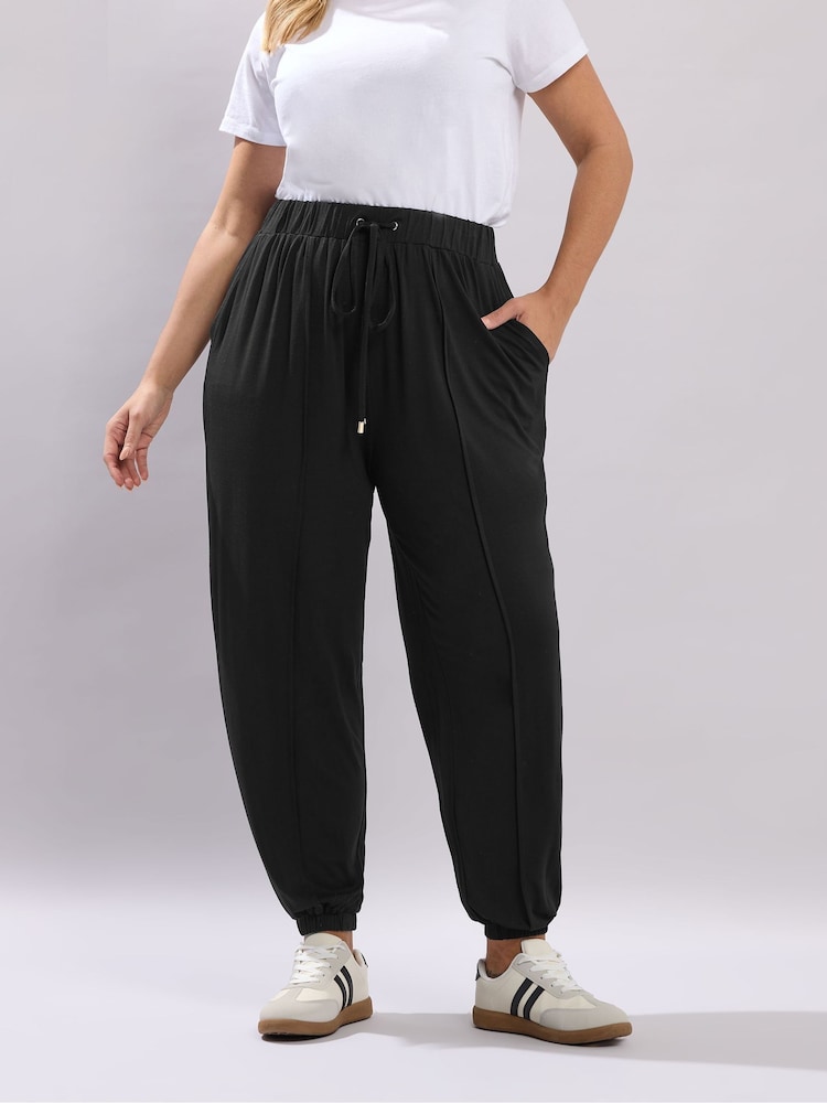 Yours Curve Black Harem Joggers - Image 1 of 2