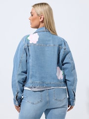 Yours Curve Blue Limited Rose Printed Jacket - Image 4 of 6