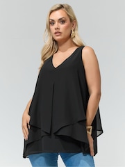 Černý - Yours Curve London Layered Blouse - Obrázek 1 z 5