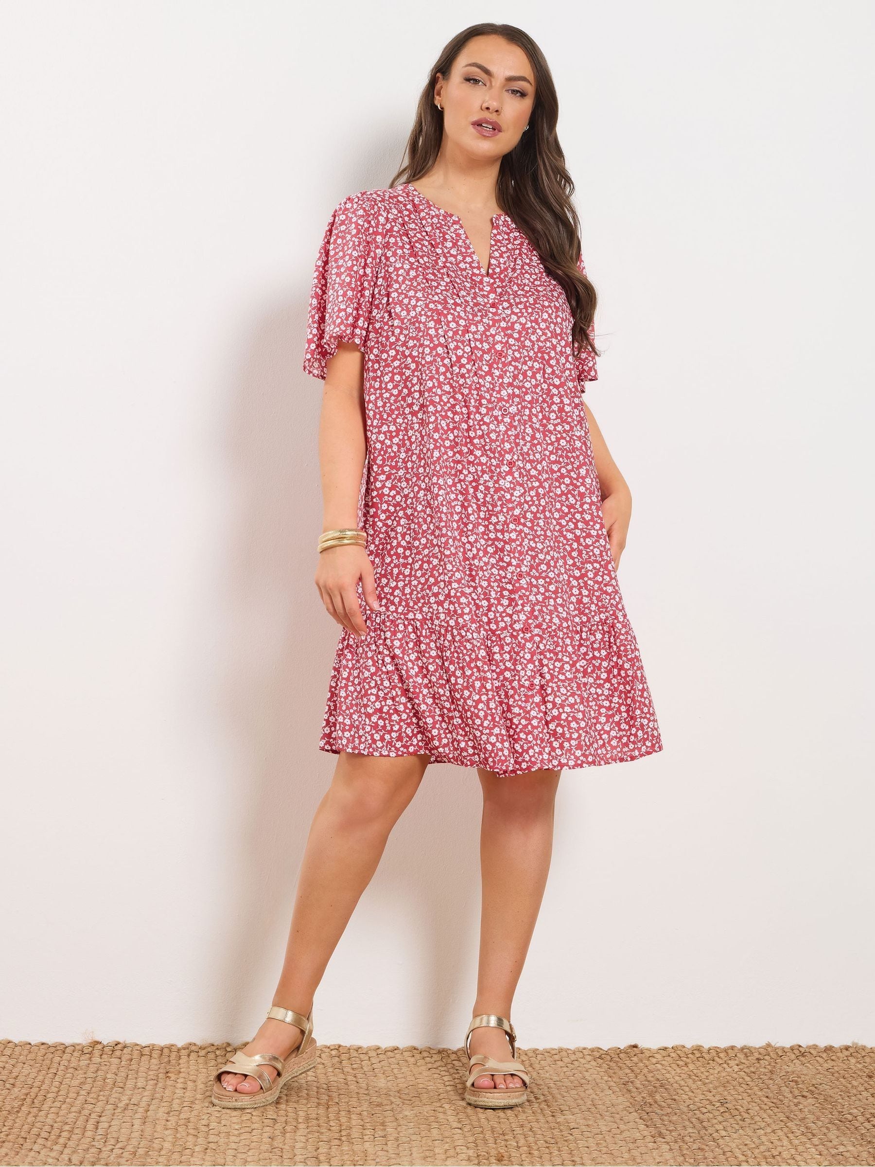 Yours Curve Women's Red Floral Smock Dress - Image 2