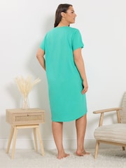 Yours Curve Green Palm Beach Dipped Back Nightdress - Image 3 of 5