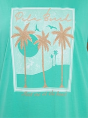 Yours Curve Green Palm Beach Dipped Back Nightdress - Image 4 of 5