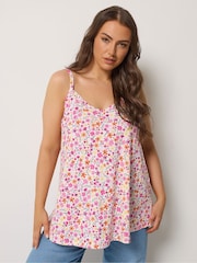 Yours Curve White Floral Swing Vest Top - Image 1 of 5