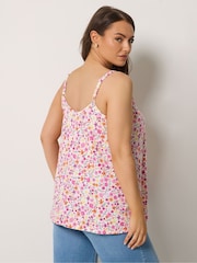 Yours Curve White Floral Swing Vest Top - Image 2 of 5