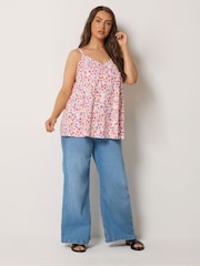 Yours Curve White Floral Swing Vest Top - Image 3 of 5