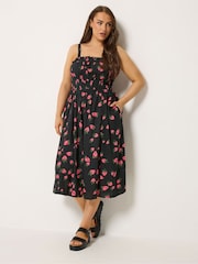 Yours Curve Black Strappy Channel Waist Midaxi Dress - Image 2 of 6