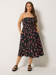 Yours Curve Black Strappy Channel Waist Midaxi Dress - Image 3 of 6