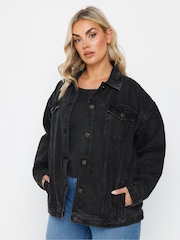 Yours Curve Black Oversized Jacket - Image 1 of 5