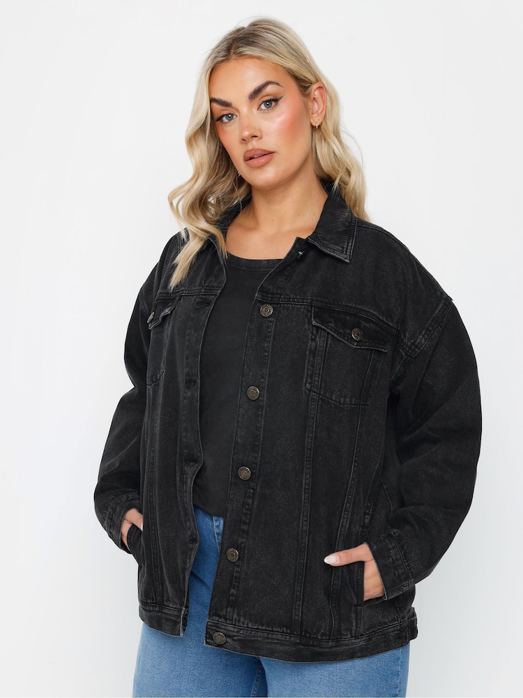 Yours Curve Black Oversized Jacket - Image 1 of 5 Yours Curve Black Oversized Jacket - Image 1 of 5