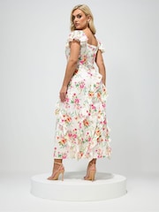 Yours Curve White London Floral Ruffle Sweetheart Dress - Image 3 of 5