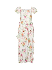 Yours Curve White London Floral Ruffle Sweetheart Dress - Image 5 of 5