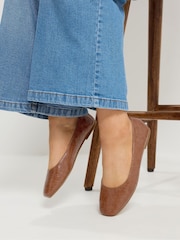 Yours Curve EEE Croc Square Toe Ballet Pumps - Bild 1 von 1