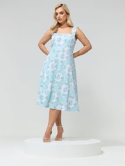 Yours Curve White London Square Neck Skater Dress - Image 2 of 5