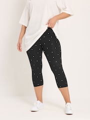 Yours Curve Black Cropped Leggings 2 Pack - Image 6 of 8