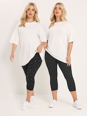 Yours Curve Black Cropped Leggings 2 Pack - Image 8 of 8