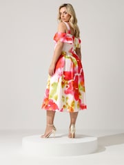 Yours Curve White London Cold Shoulder Skater Dress - Image 3 of 5