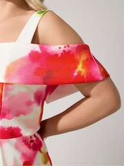 Yours Curve White London Cold Shoulder Skater Dress - Image 4 of 5