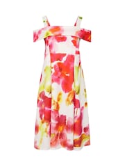 Yours Curve White London Cold Shoulder Skater Dress - Image 5 of 5