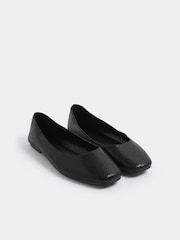 Yours Curve EEE ekstra Bred pasform firkantet tå ballet Pumps - Billede 2 af 5