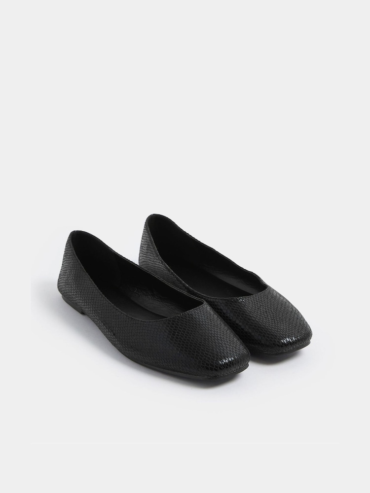 Yours Curve EEE ekstra Bred pasform firkantet tå ballet Pumps - Billede 2 af 5