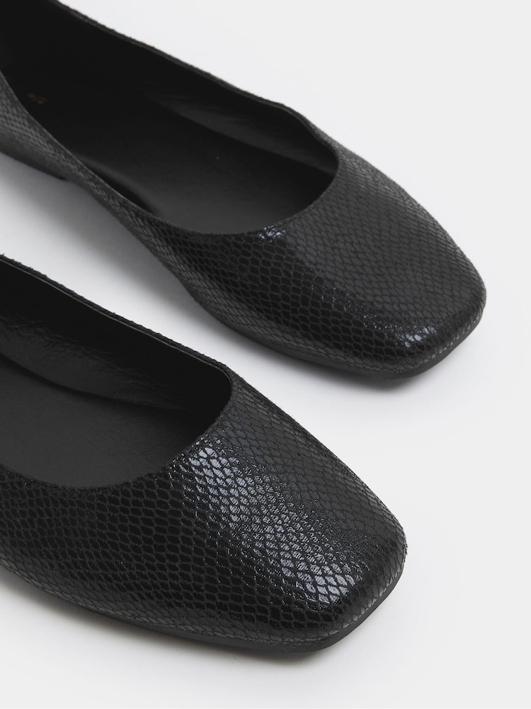 Yours Curve EEE ekstra Bred pasform firkantet tå ballet Pumps - Billede 5 af 5