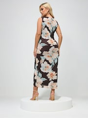 بني - فستان بتصميم ملفوف من تشكيلة London من Yours Curve - Image 3 of 5