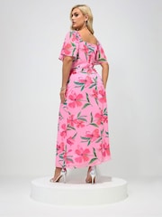 فستان مورد بياقة مربعة مجمعة من Yours Curve London - Image 3 of 5