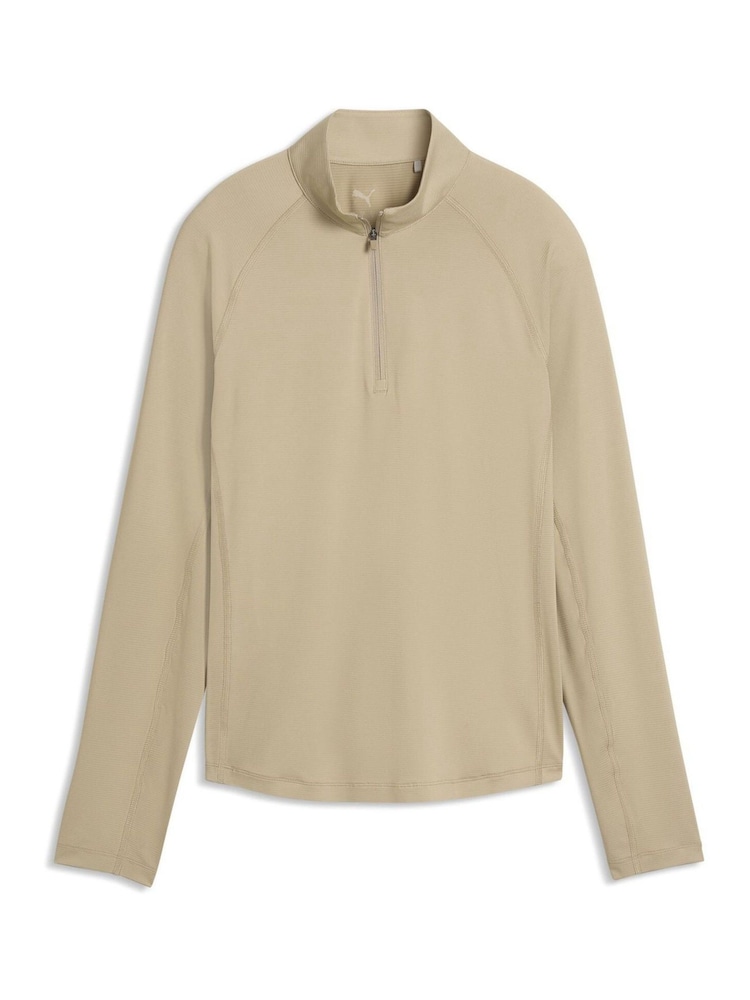 Puma Brown YOU-V Solid Quarter-Zip Golf T-Shirt - Image 1 of 2 Puma Brown YOU-V Solid Quarter-Zip Golf T-Shirt - Image 1 of 2