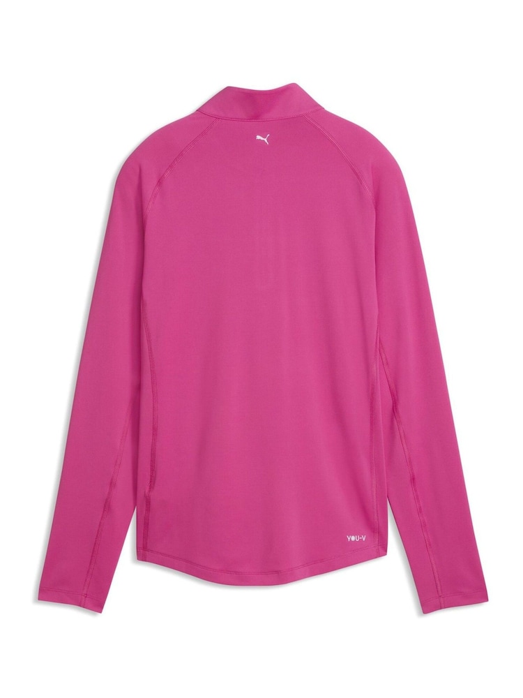 Puma Pink YOU-V Solid Quarter-Zip Golf T-Shirt - Image 2 of 2 Puma Pink YOU-V Solid Quarter-Zip Golf T-Shirt - Image 2 of 2