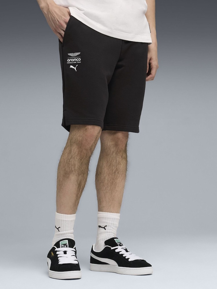 Puma Black Aston Martin Aramco F1 Team Essentials Shorts - Image 1 of 5 Puma Black Aston Martin Aramco F1 Team Essentials Shorts - Image 1 of 5