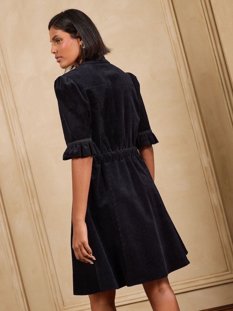 Love & Roses Black Petite Cord Shift Mini Dress - Image 4 of 4