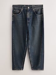 Dark Blue Twisted Seam Barrel Fit Jeans - Image 7 of 9