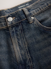 Dark Blue Twisted Seam Barrel Fit Jeans - Image 8 of 9