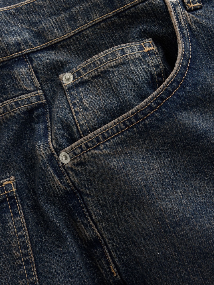 Dark Blue Twisted Seam Barrel Fit Jeans - Image 9 of 9 Dark Blue Twisted Seam Barrel Fit Jeans - Image 9 of 9