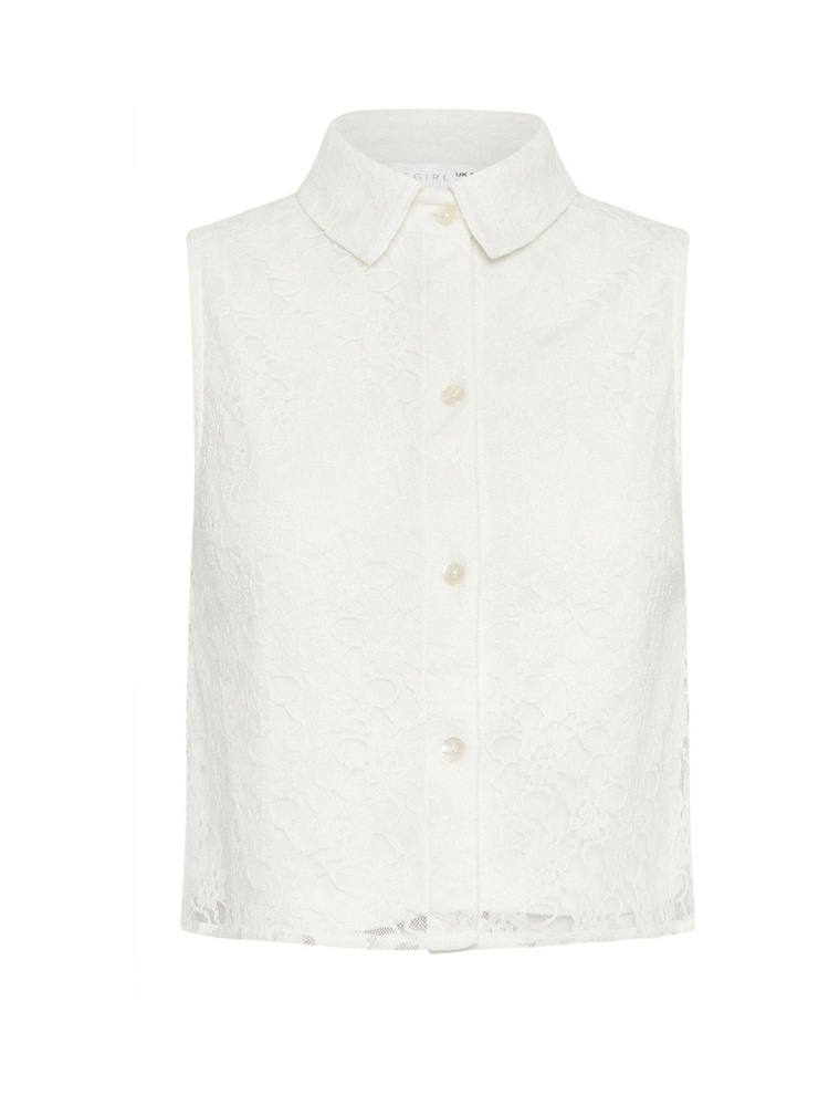 PixieGirl Petite White Lace Sleeveless Shirt - Image 2 of 2 PixieGirl Petite White Lace Sleeveless Shirt - Image 2 of 2