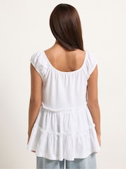 PixieGirl Petite White Short Sleeve Tiered Top - Image 3 of 5