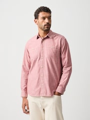 Burgundy Red Chambray Twin Pocket Long Sleeve Shirt - Image 1 of 10