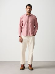 Burgundy Red Chambray Twin Pocket Long Sleeve Shirt - Image 2 of 10