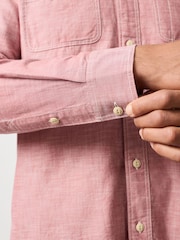 Burgundy Red Chambray Twin Pocket Long Sleeve Shirt - Image 5 of 10