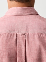 Burgundy Red Chambray Twin Pocket Long Sleeve Shirt - Image 6 of 10