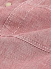 Burgundy Red Chambray Twin Pocket Long Sleeve Shirt - Image 9 of 10