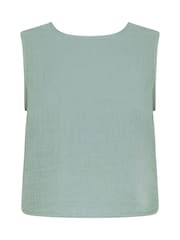 PixieGirl Petite Green Cheesecloth Button Top - Image 4 of 4